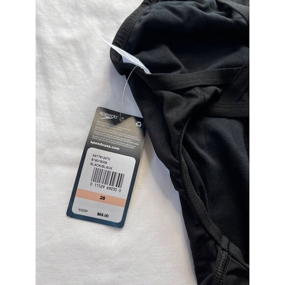 Speedo Solid Black One Piece Endurance Swimsuit Sz 28 - Picture 6 of 8